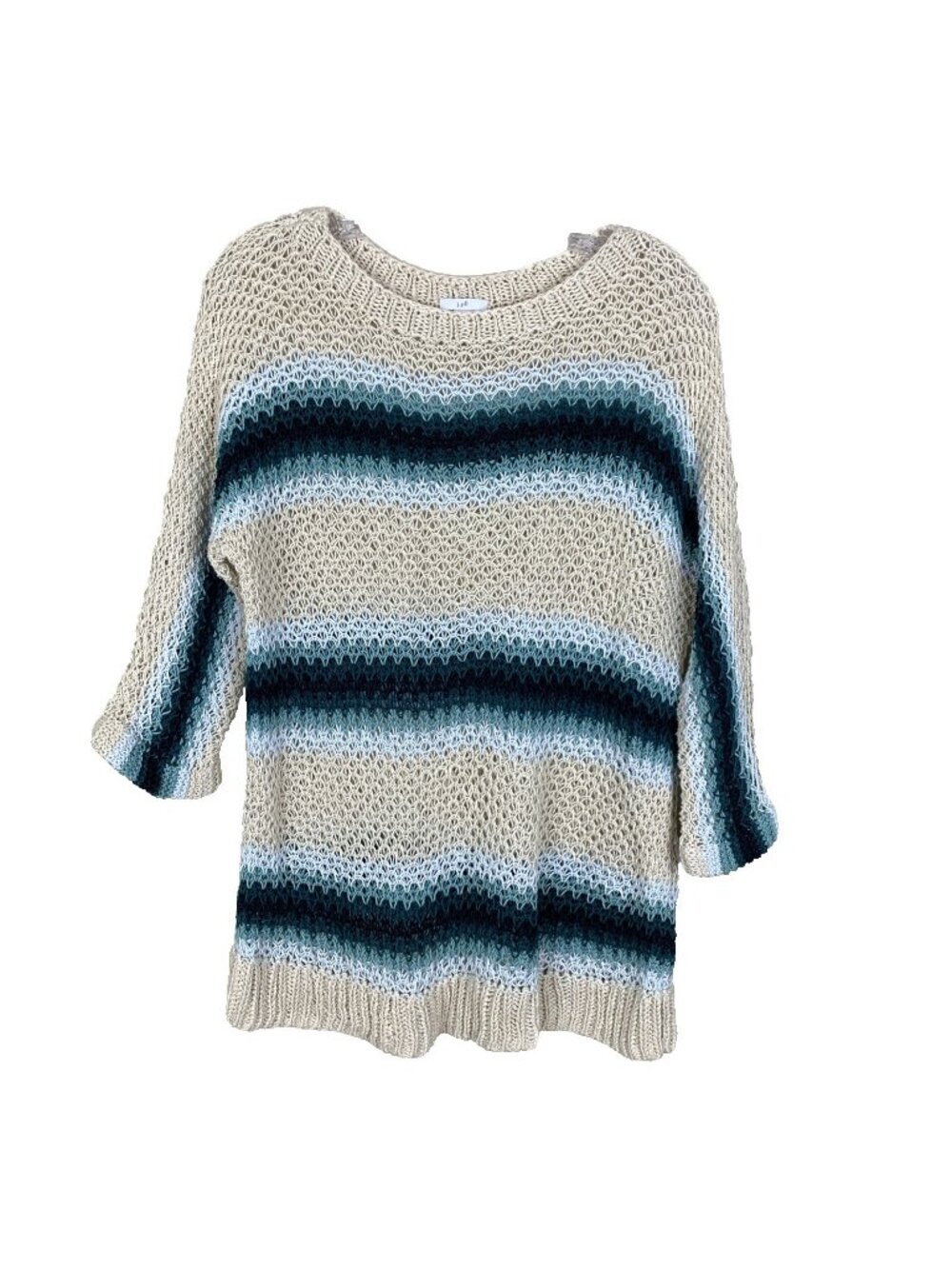 J Jill Womens S Sweater Pullover Dolman Open Knit Beach Linen Blend Boho Crochet